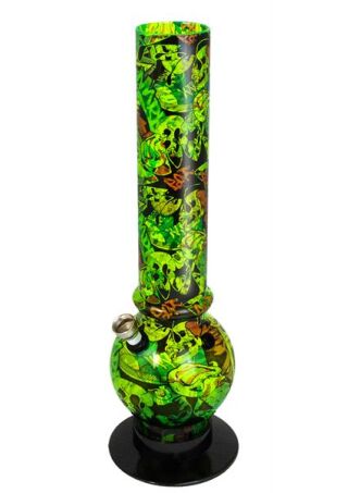 Acryl-Bong, 32cm, Bubble-Straight "Graffiti", gr&uuml;n