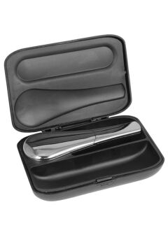 Metall-Pur-Pfeife mit Schiebedeckel, Silber glänzend...