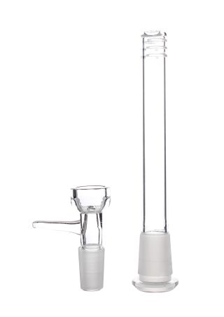 Steck-Kupplung mit Schlitzloch diffusor für Glasbongs mit 18.8 zu 18.8 er Schliff und einem Standardglaskopf rund mit 18.8er Schliff