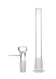 Glas-Downstem for Glasbongs with 18.8 to 18.8 Cut and a  standard glasbowl round with 18.8er Cut