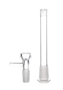 Glas-Steck-Kupplung für Glasbongs mit 18.8 zu 18.8 er Schliff und einem Standardglaskopf rund mit 18.8er Schliff