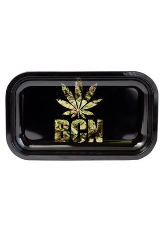Dreh-Tablett - Rolling Tray, SMALL, "BCN - black Barcelona Leaf"